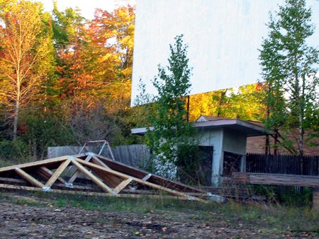 Northwoods Drive-In Theatre - Ticket Booth And Screen - Photo From Water Winter Wonderland (newer photo)